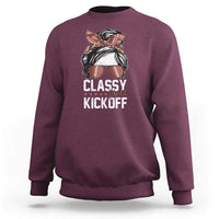 Funny Classy Until Kickoff Sweatshirt American Football Game Day Messy Bun - Wonder Print Shop