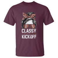 Funny Classy Until Kickoff T Shirt American Football Game Day Messy Bun - Wonder Print Shop