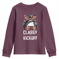 Funny Classy Until Kickoff Youth Sweatshirt American Football Game Day Messy Bun - Wonder Print Shop