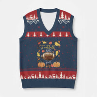 Football And Fall Yall V-Neck Knit Sweater Vest Fall Season American Football - Wonder Print Shop