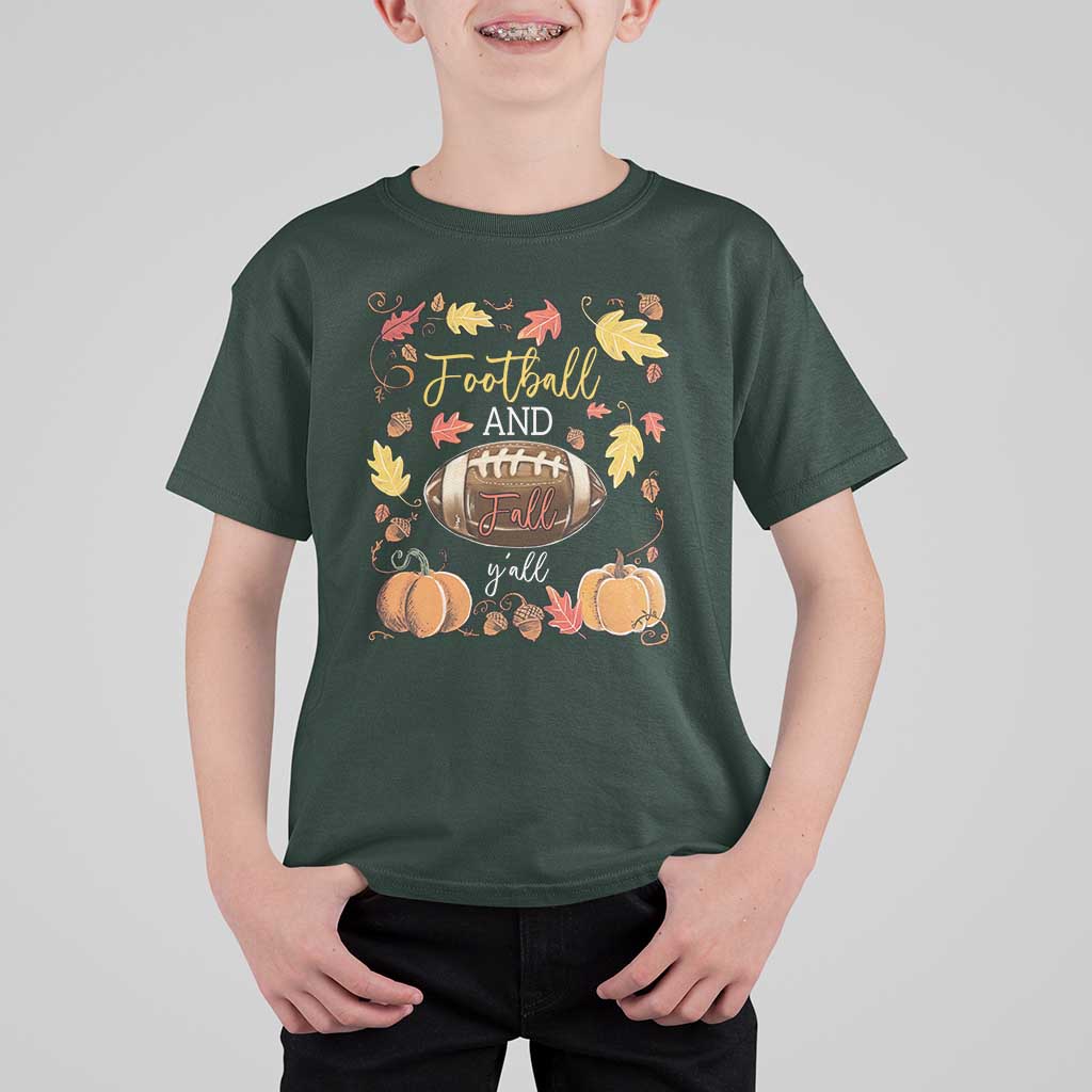 Football And Fall Yall T Shirt For Kid Fall Season American Football - Wonder Print Shop