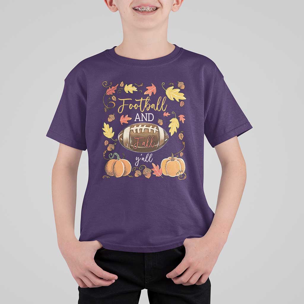 Football And Fall Yall T Shirt For Kid Fall Season American Football - Wonder Print Shop