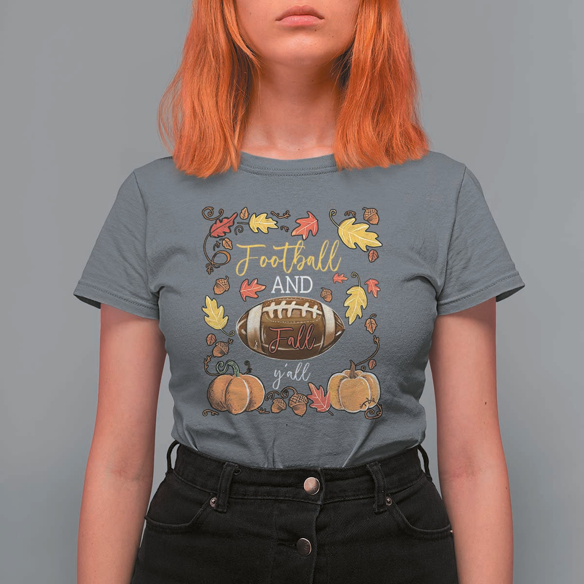 Football And Fall Yall T Shirt For Women Fall Season American Football - Wonder Print Shop