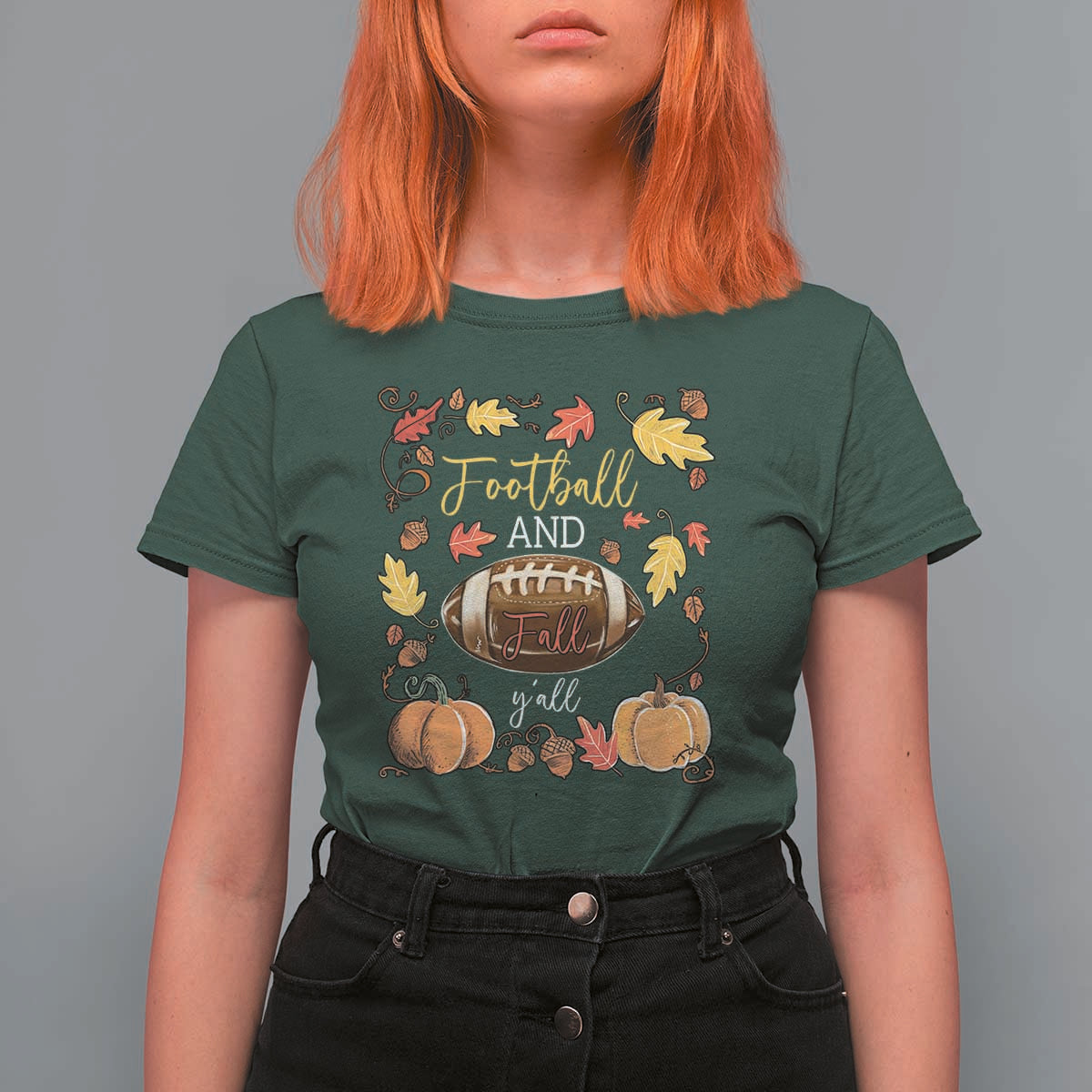 Football And Fall Yall T Shirt For Women Fall Season American Football - Wonder Print Shop