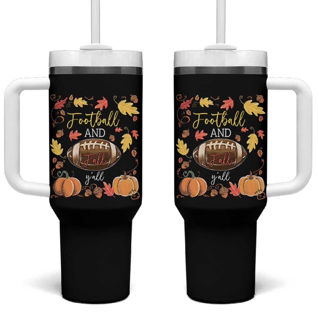 Football And Fall Yall Tumbler With Handle Fall Season American Football - Wonder Print Shop