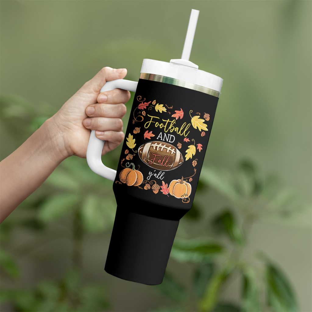 Football And Fall Yall Tumbler With Handle Fall Season American Football - Wonder Print Shop