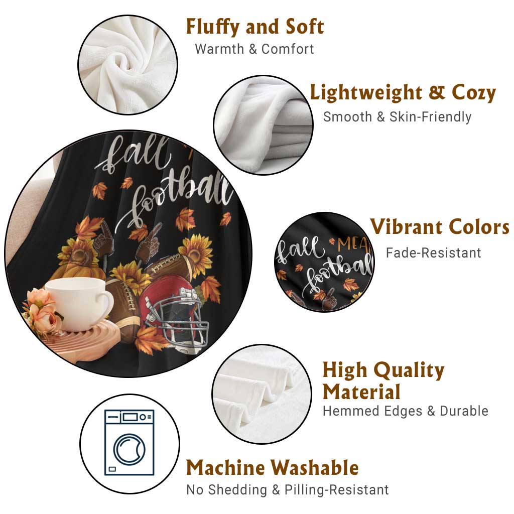 Fall Means Football Throw Blanket Fall Season American Football Thanksgiving - Wonder Print Shop