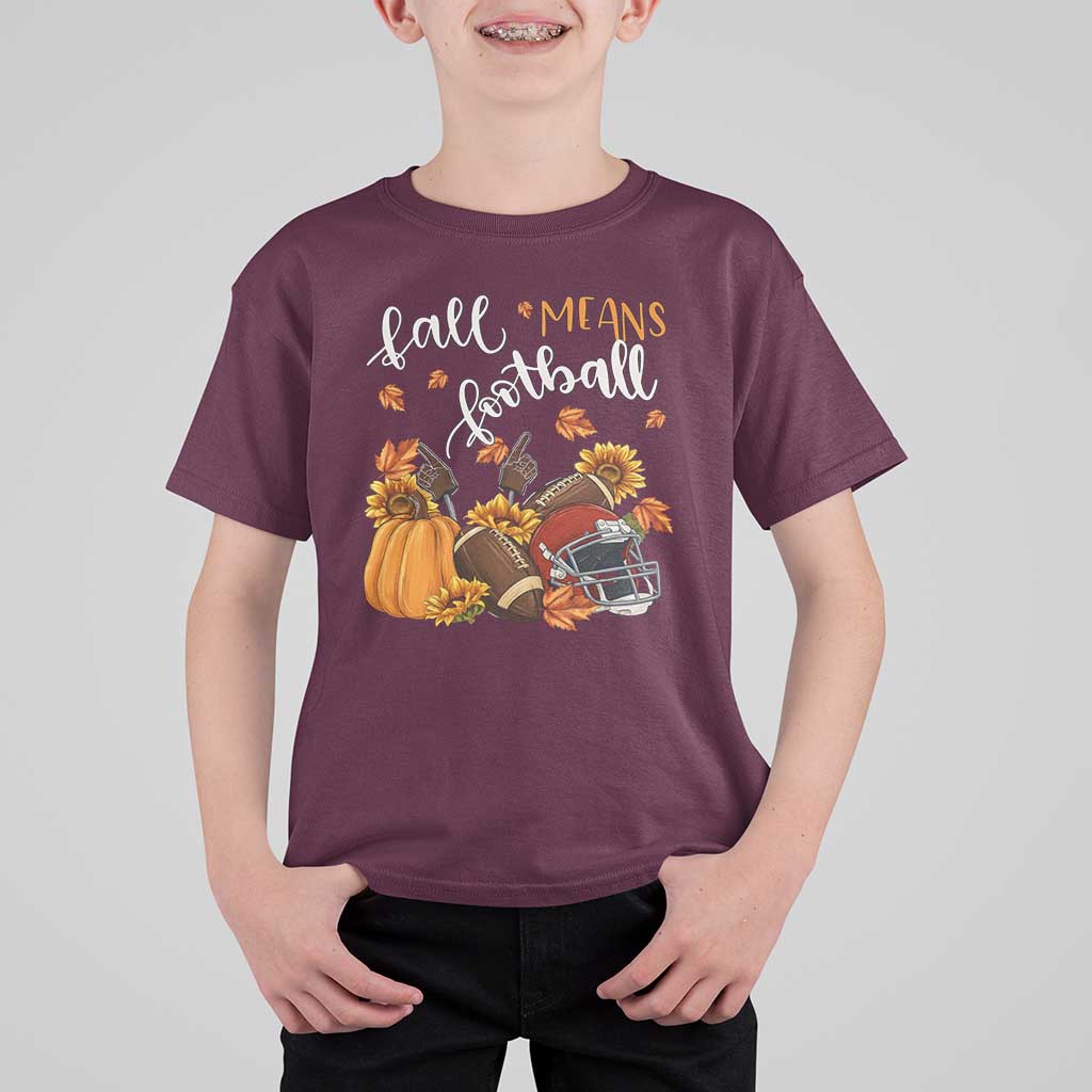 Fall Means Football T Shirt For Kid Fall Season American Football Thanksgiving - Wonder Print Shop