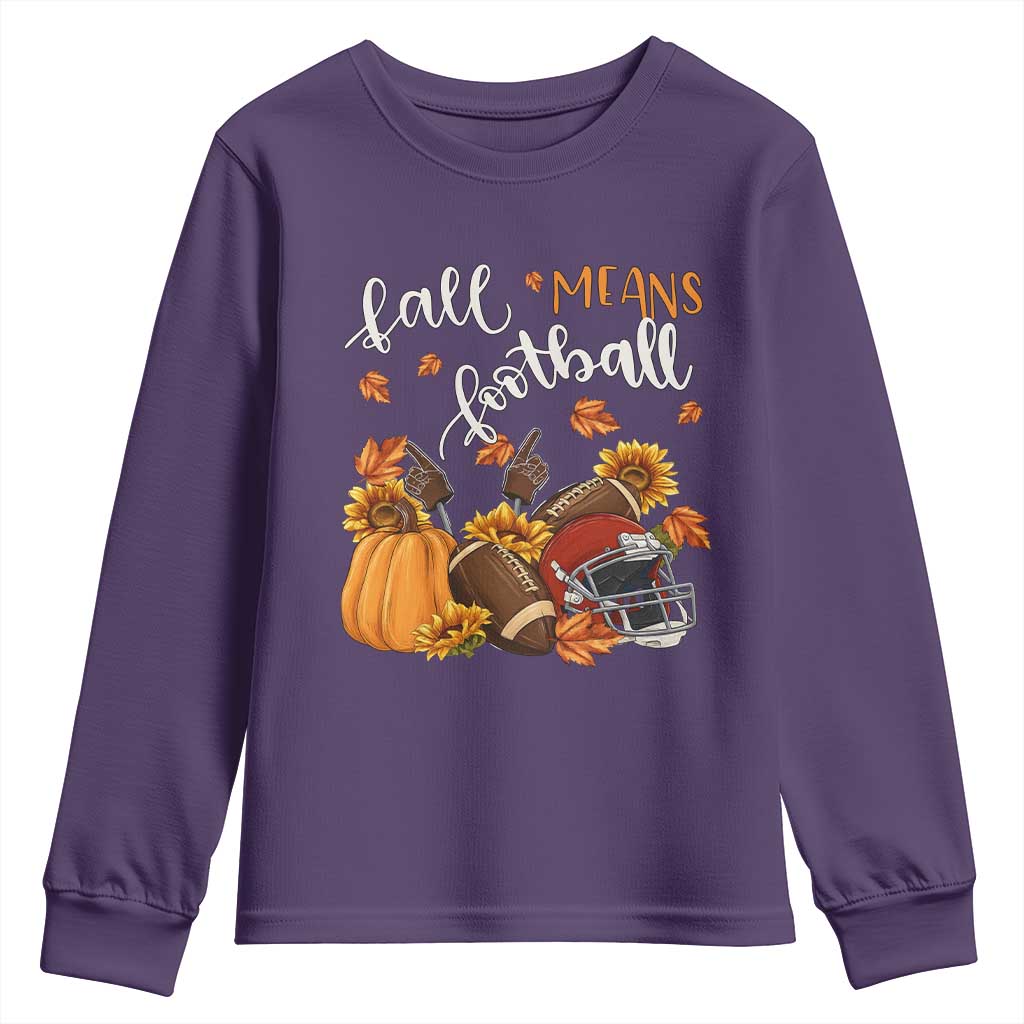 Fall Means Football Youth Sweatshirt Fall Season American Football Thanksgiving - Wonder Print Shop