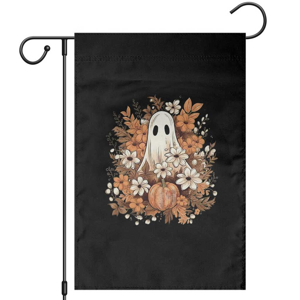 Halloween Ghost Garden Flag Vintage Floral Pumpkin Glitter Print - Wonder Print Shop
