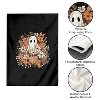 Halloween Ghost Garden Flag Vintage Floral Pumpkin Glitter Print - Wonder Print Shop