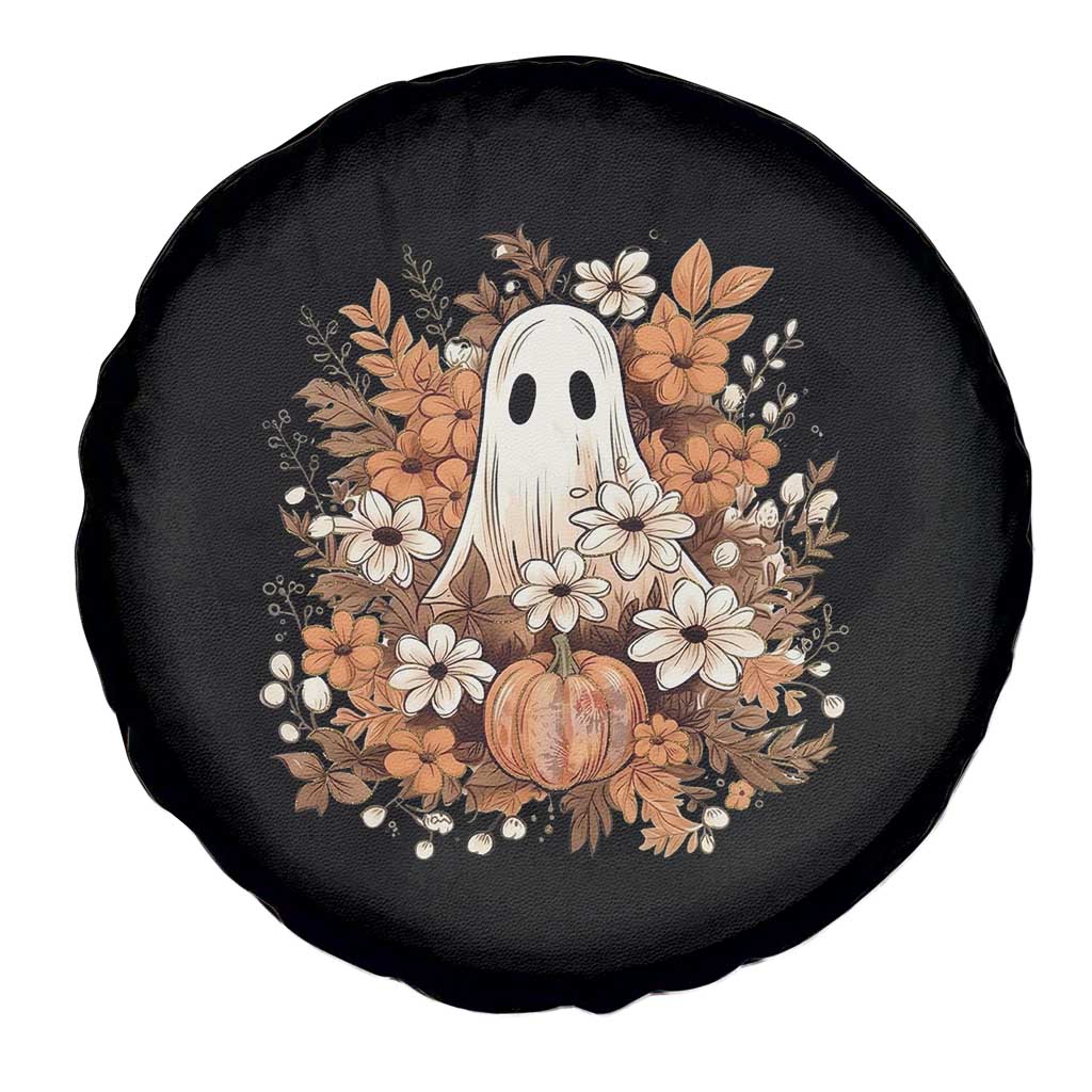 Halloween Ghost Spare Tire Cover Vintage Floral Pumpkin Glitter Print - Wonder Print Shop