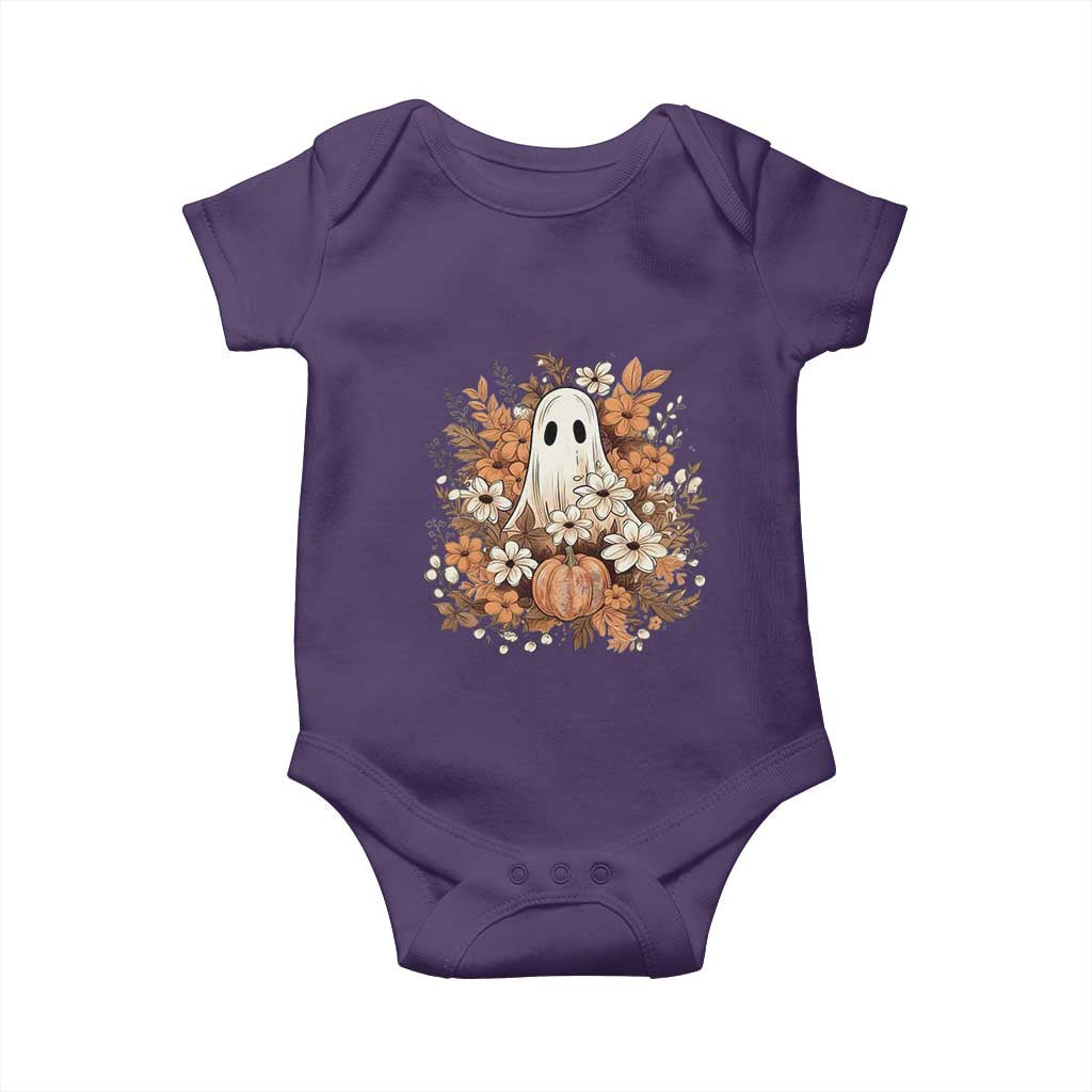 Halloween Ghost Baby Onesie Vintage Floral Pumpkin Glitter Print - Wonder Print Shop