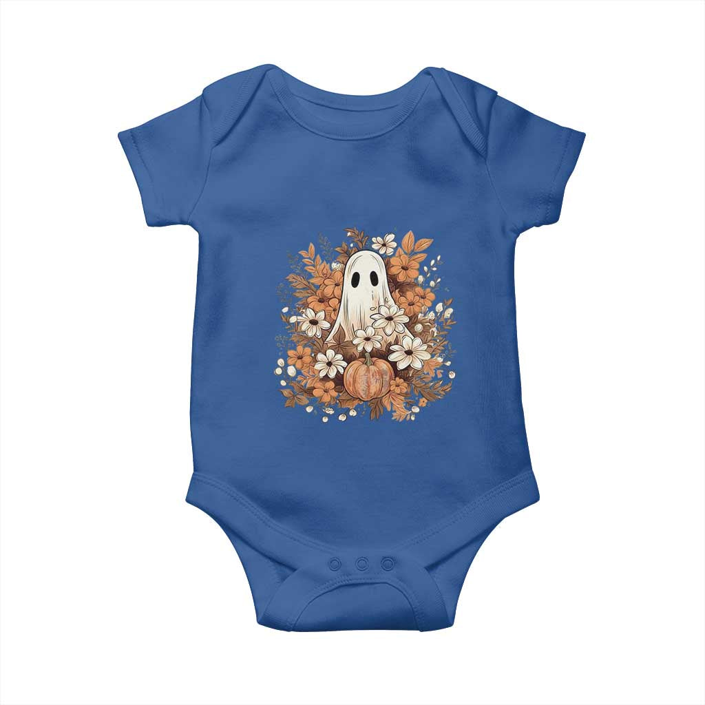 Halloween Ghost Baby Onesie Vintage Floral Pumpkin Glitter Print - Wonder Print Shop