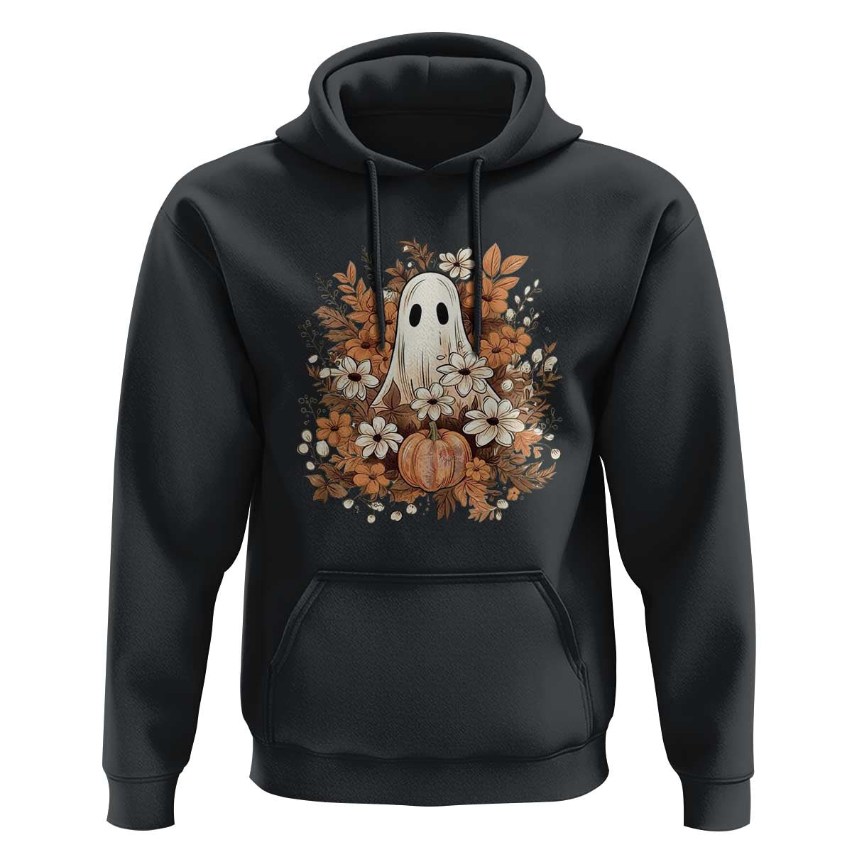 Halloween Ghost Hoodie Vintage Floral Pumpkin Glitter Print - Wonder Print Shop