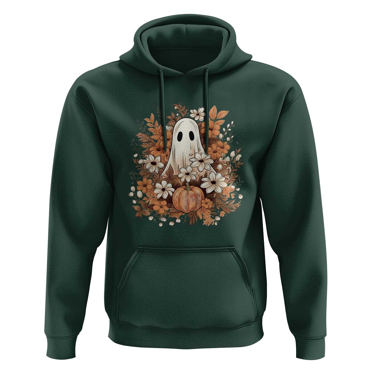 Halloween Ghost Hoodie Vintage Floral Pumpkin Glitter Print - Wonder Print Shop