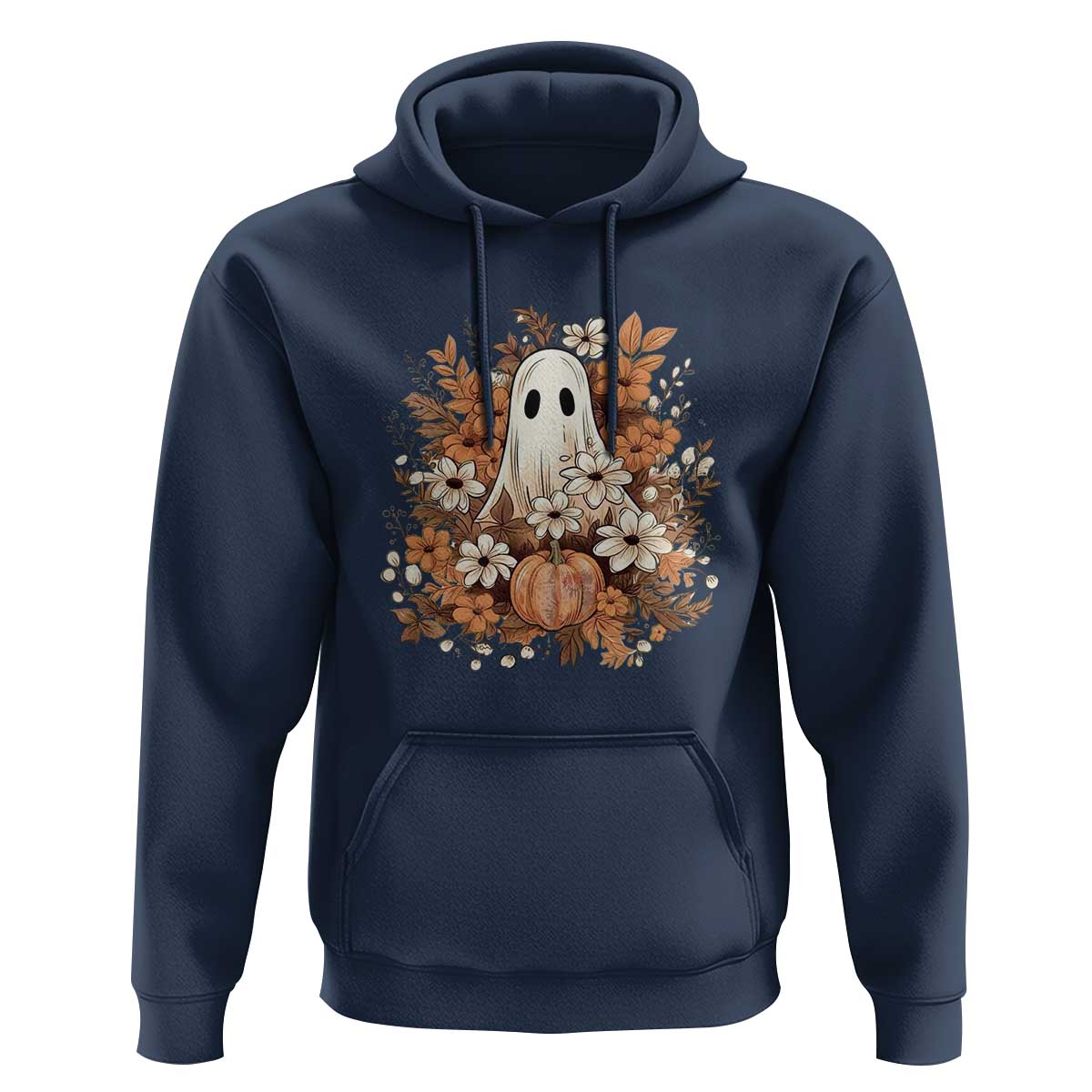 Halloween Ghost Hoodie Vintage Floral Pumpkin Glitter Print - Wonder Print Shop