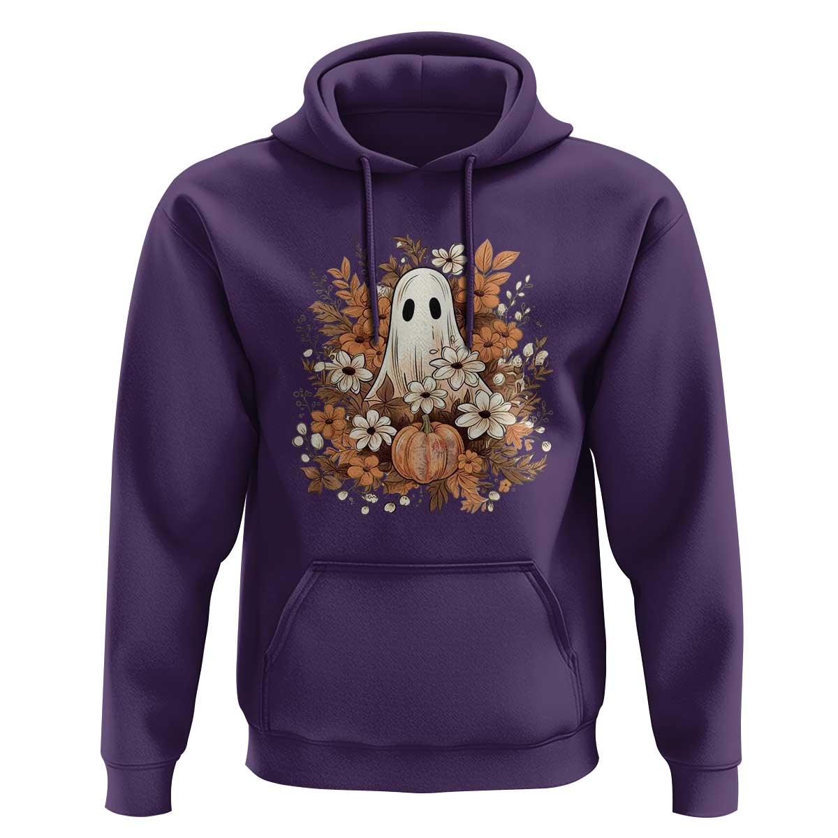 Halloween Ghost Hoodie Vintage Floral Pumpkin Glitter Print - Wonder Print Shop
