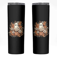 Halloween Ghost Skinny Tumbler Vintage Floral Pumpkin Glitter Print - Wonder Print Shop