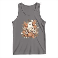 Halloween Ghost Tank Top Vintage Floral Pumpkin Glitter Print - Wonder Print Shop