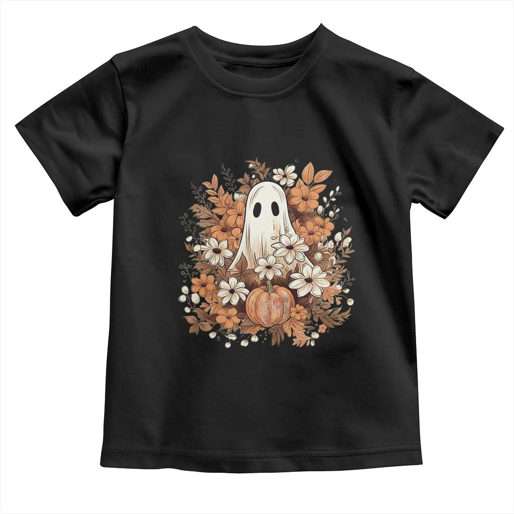 Halloween Ghost Toddler T Shirt Vintage Floral Pumpkin Glitter Print - Wonder Print Shop