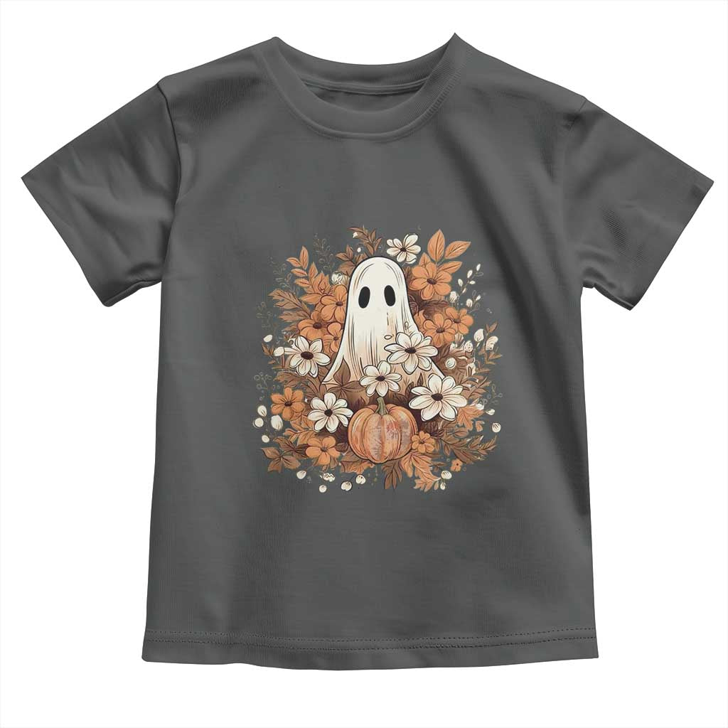 Halloween Ghost Toddler T Shirt Vintage Floral Pumpkin Glitter Print - Wonder Print Shop