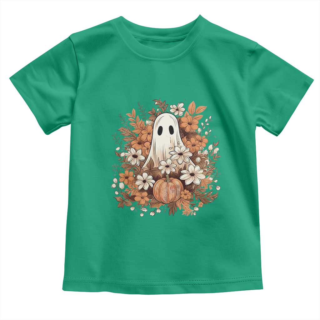 Halloween Ghost Toddler T Shirt Vintage Floral Pumpkin Glitter Print - Wonder Print Shop