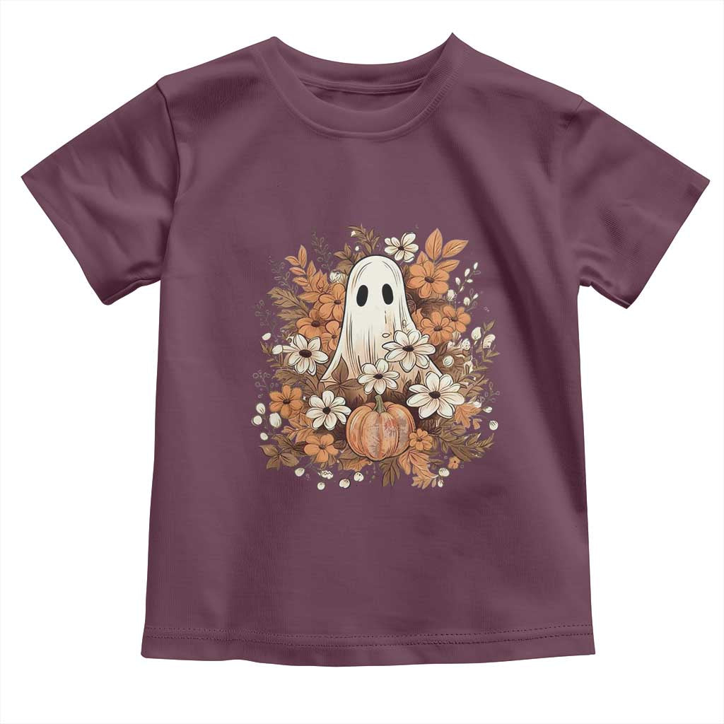 Halloween Ghost Toddler T Shirt Vintage Floral Pumpkin Glitter Print - Wonder Print Shop