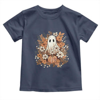 Halloween Ghost Toddler T Shirt Vintage Floral Pumpkin Glitter Print - Wonder Print Shop
