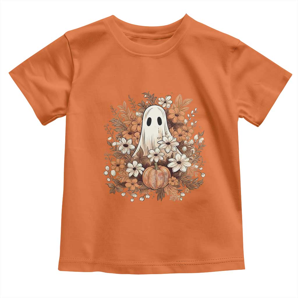 Halloween Ghost Toddler T Shirt Vintage Floral Pumpkin Glitter Print - Wonder Print Shop