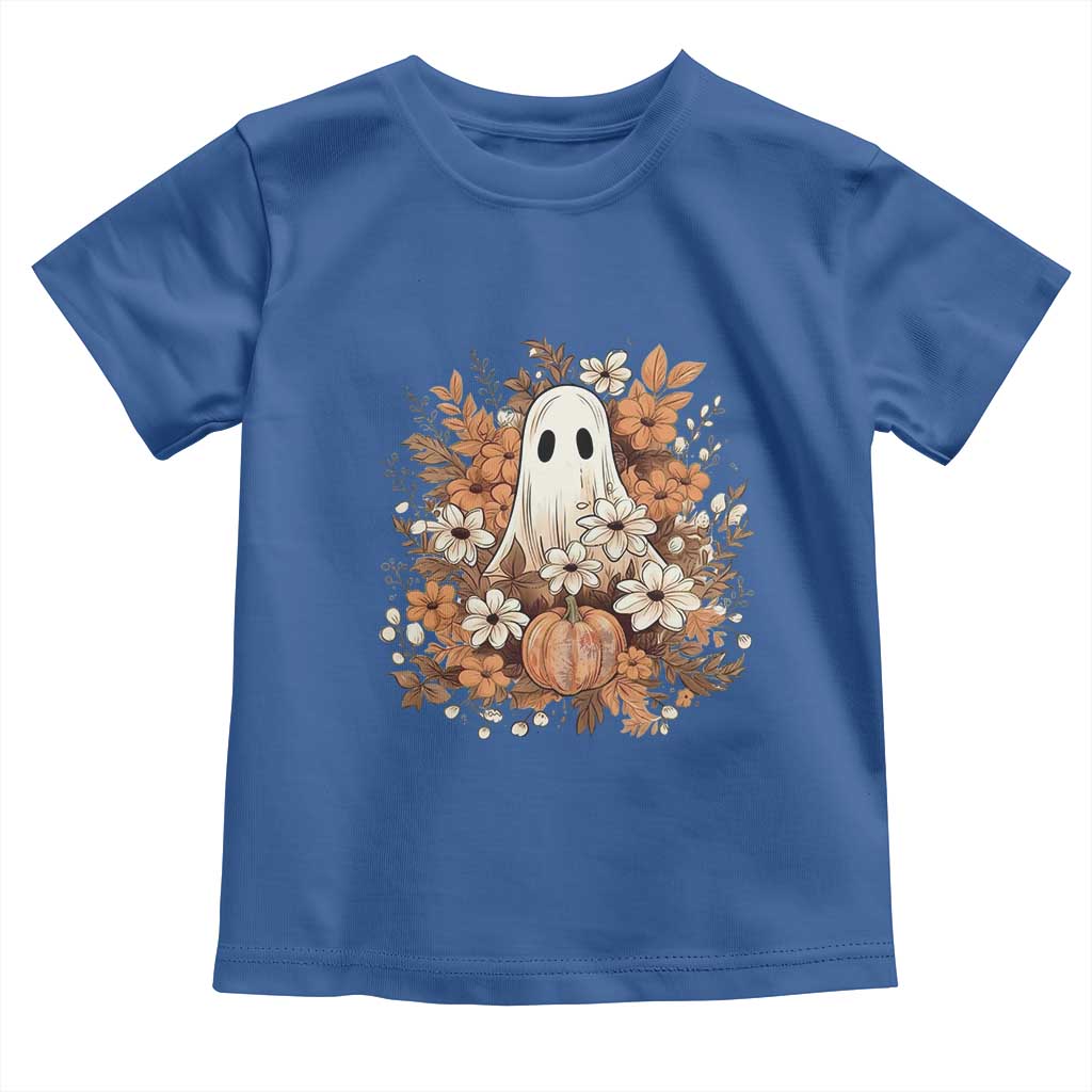 Halloween Ghost Toddler T Shirt Vintage Floral Pumpkin Glitter Print - Wonder Print Shop