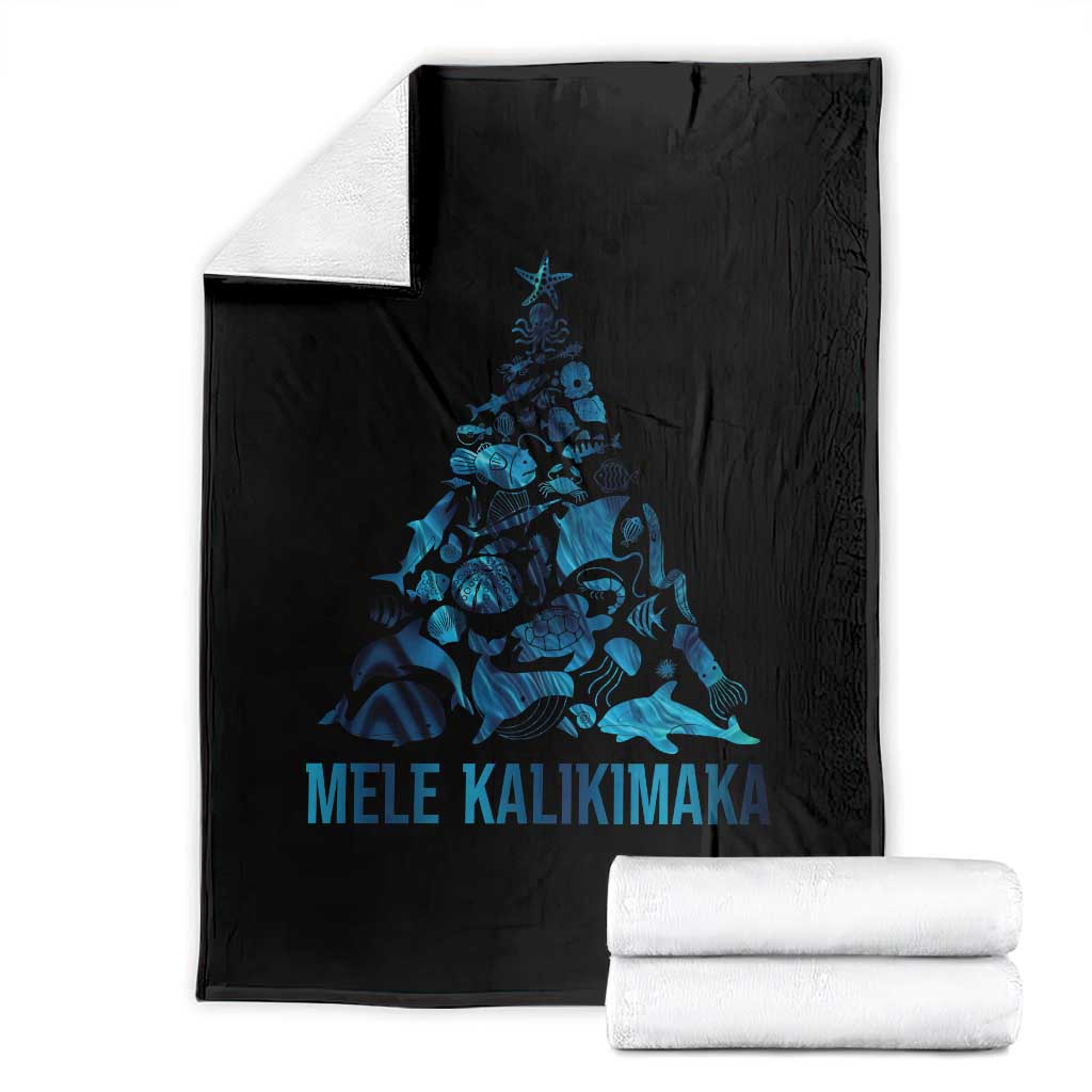 Christmas In Hawaii Throw Blanket Mele Kalikimala Sea Animals Xmas Tree - Wonder Print Shop