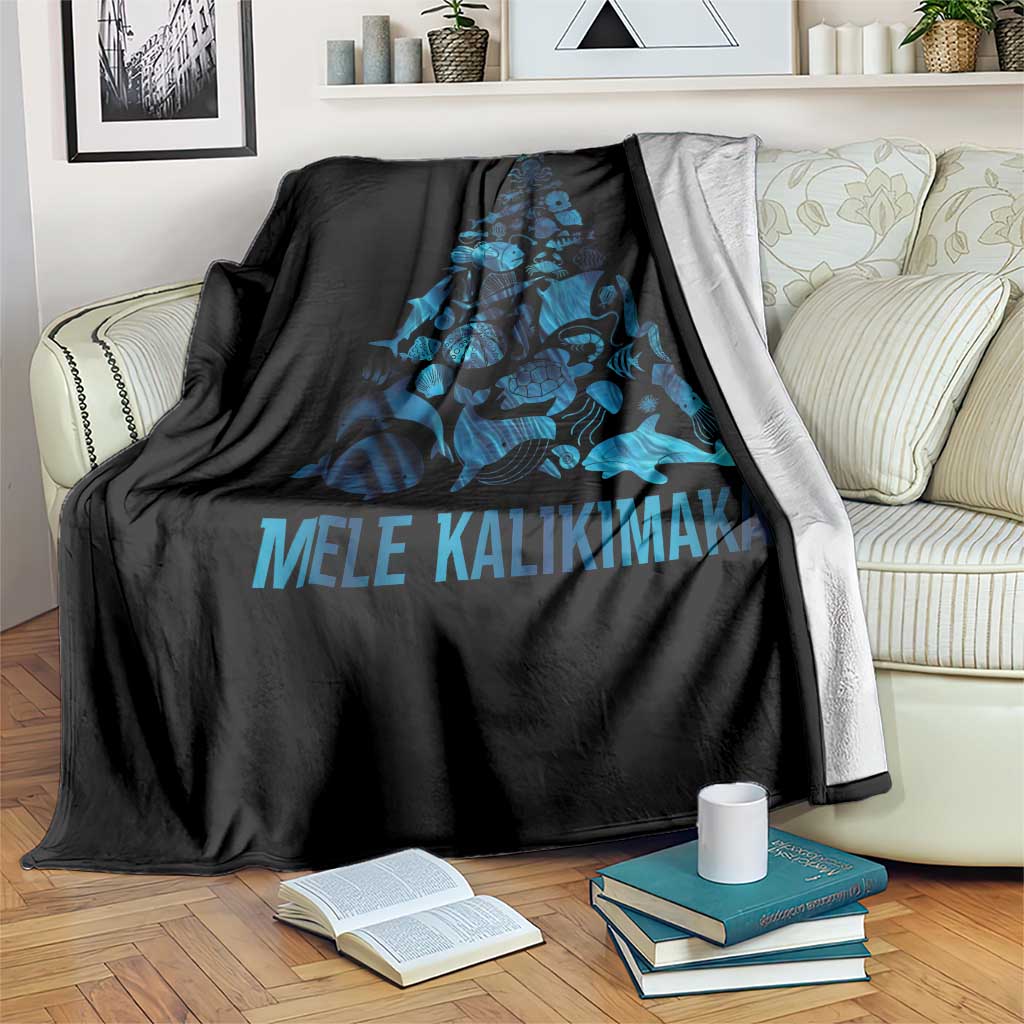 Christmas In Hawaii Throw Blanket Mele Kalikimala Sea Animals Xmas Tree - Wonder Print Shop
