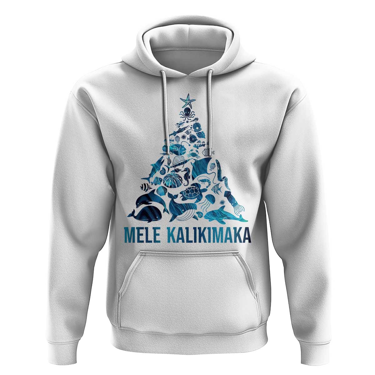 Christmas In Hawaii Hoodie Mele Kalikimala Sea Animals Xmas Tree