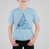 Christmas In Hawaii T Shirt For Kid Mele Kalikimala Sea Animals Xmas Tree - Wonder Print Shop