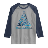 Christmas In Hawaii Raglan Shirt Mele Kalikimala Sea Animals Xmas Tree - Wonder Print Shop