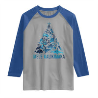 Christmas In Hawaii Raglan Shirt Mele Kalikimala Sea Animals Xmas Tree - Wonder Print Shop