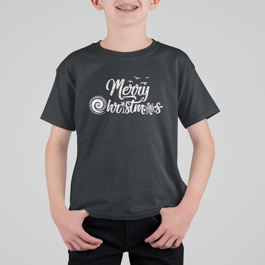 Christmas In Hawaii T Shirt For Kid Merry Christmas Hawaiian Symbols - Wonder Print Shop