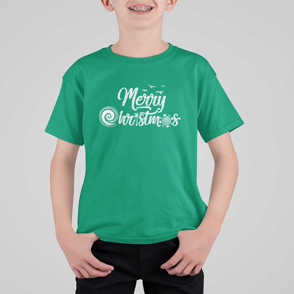 Christmas In Hawaii T Shirt For Kid Merry Christmas Hawaiian Symbols - Wonder Print Shop
