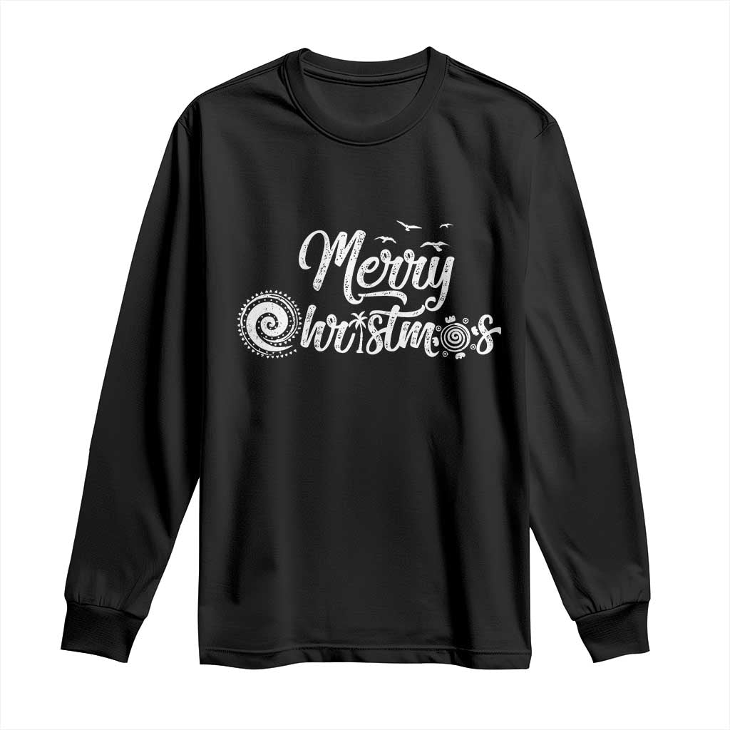Christmas In Hawaii Long Sleeve Shirt Merry Christmas Hawaiian Symbols