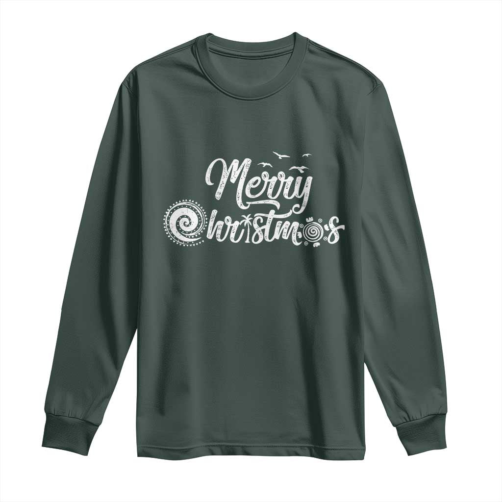 Christmas In Hawaii Long Sleeve Shirt Merry Christmas Hawaiian Symbols