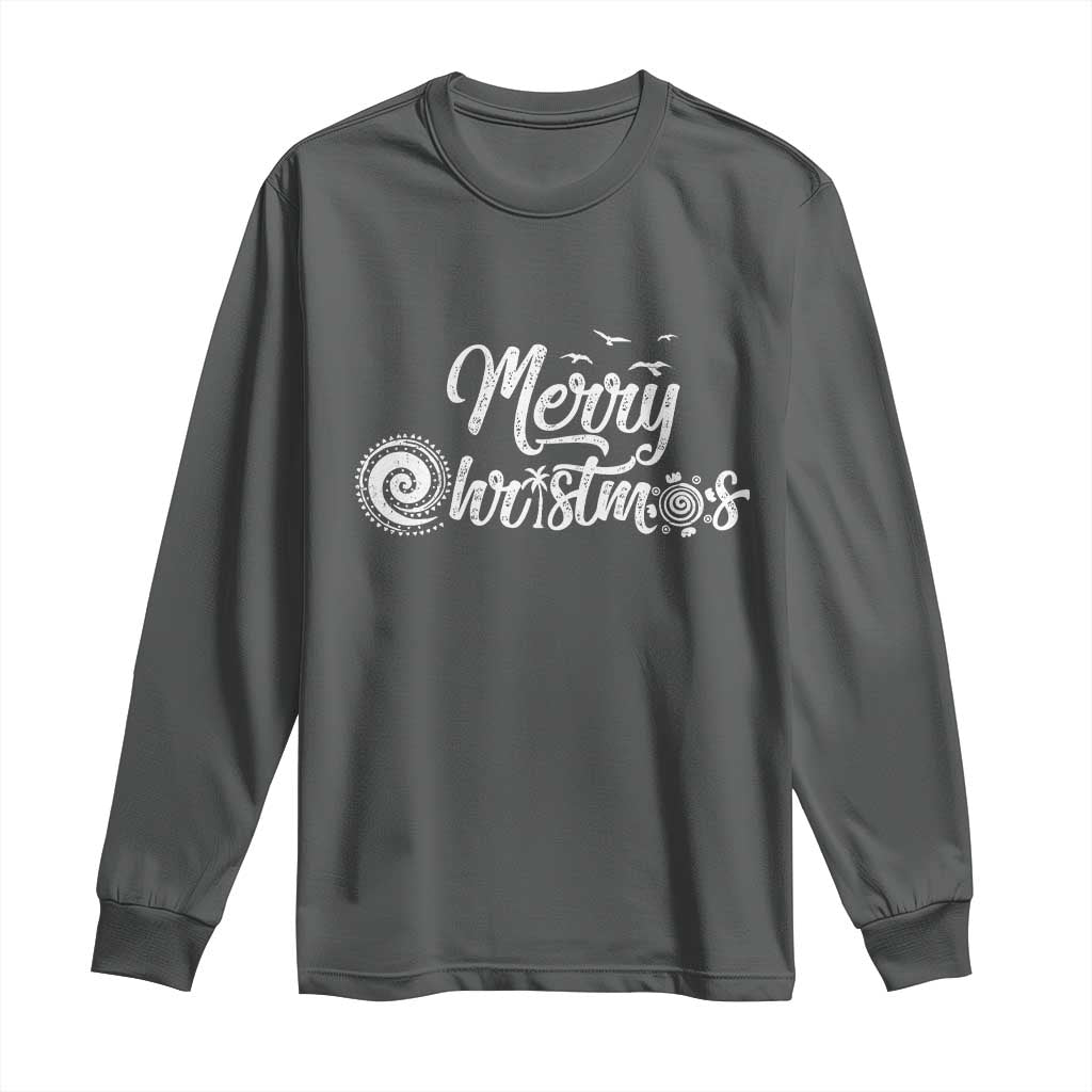 Christmas In Hawaii Long Sleeve Shirt Merry Christmas Hawaiian Symbols