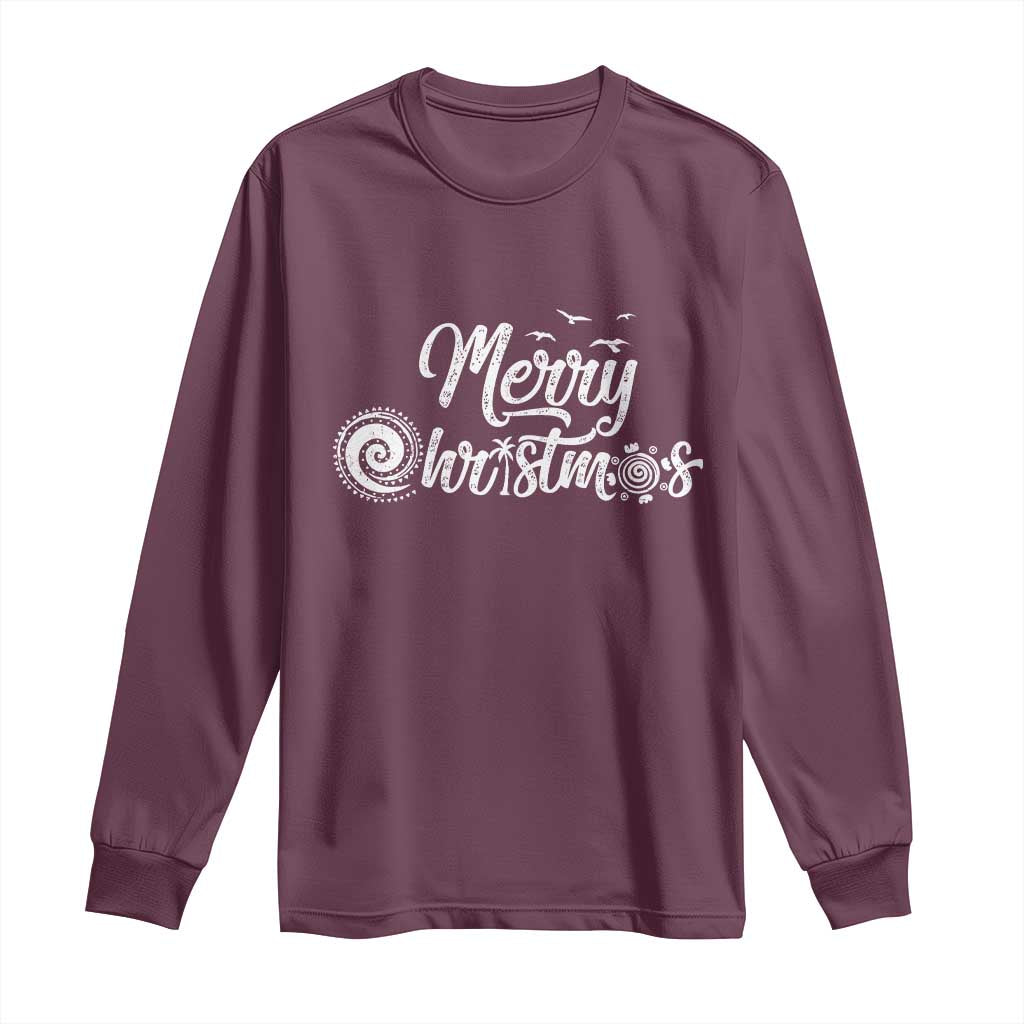 Christmas In Hawaii Long Sleeve Shirt Merry Christmas Hawaiian Symbols