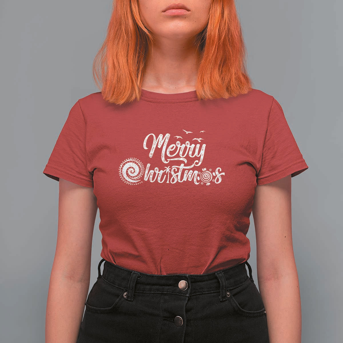Christmas In Hawaii T Shirt For Women Merry Christmas Hawaiian Symbols - Wonder Print Shop