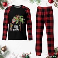 Xmas In Hawaii Plaid Pajama Set Deck The Palms Santa Hula Girl Tiki - Wonder Print Shop