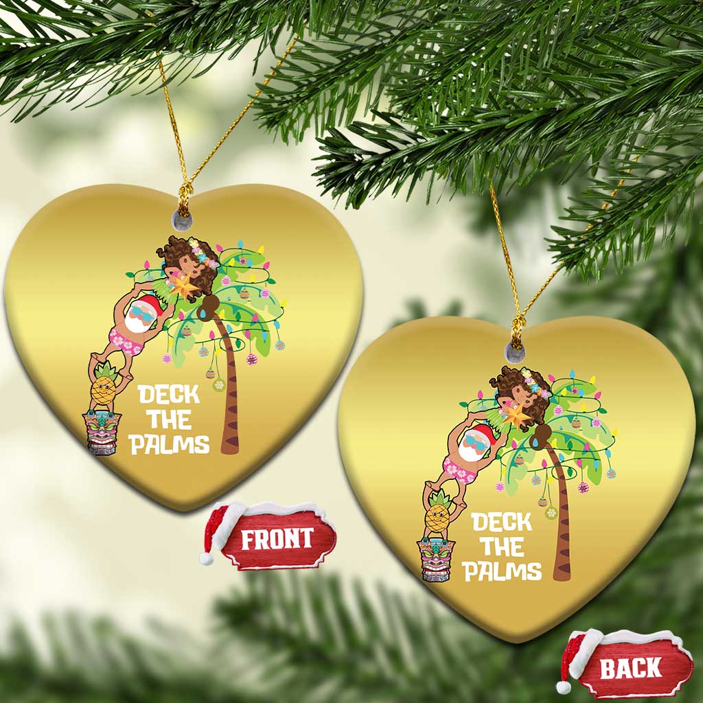 Xmas In Hawaii Christmas Ornament Deck The Palms Santa Hula Girl Tiki - Wonder Print Shop