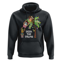 Christmas In Hawaii Hoodie Deck The Palms Santa Hula Girl Tiki