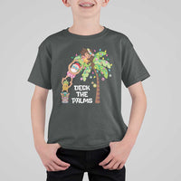 Christmas In Hawaii T Shirt For Kid Deck The Palms Santa Hula Girl Tiki - Wonder Print Shop