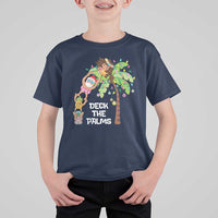 Christmas In Hawaii T Shirt For Kid Deck The Palms Santa Hula Girl Tiki - Wonder Print Shop