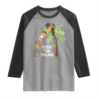 Christmas In Hawaii Raglan Shirt Deck The Palms Santa Hula Girl Tiki - Wonder Print Shop